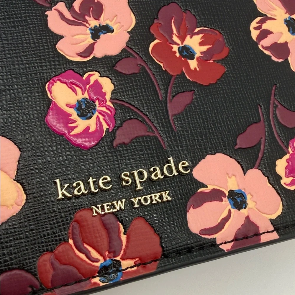 Kate Spade Devin Fall Poppies Flap Chain Wallet Black Multi